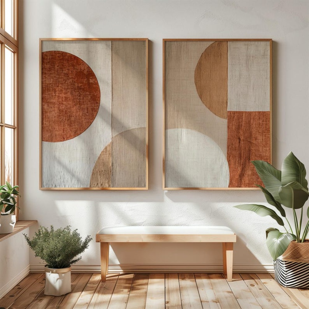 Abstract Canvas Set - 2pcs frameless Canvas Painting 2pcs/set Beige