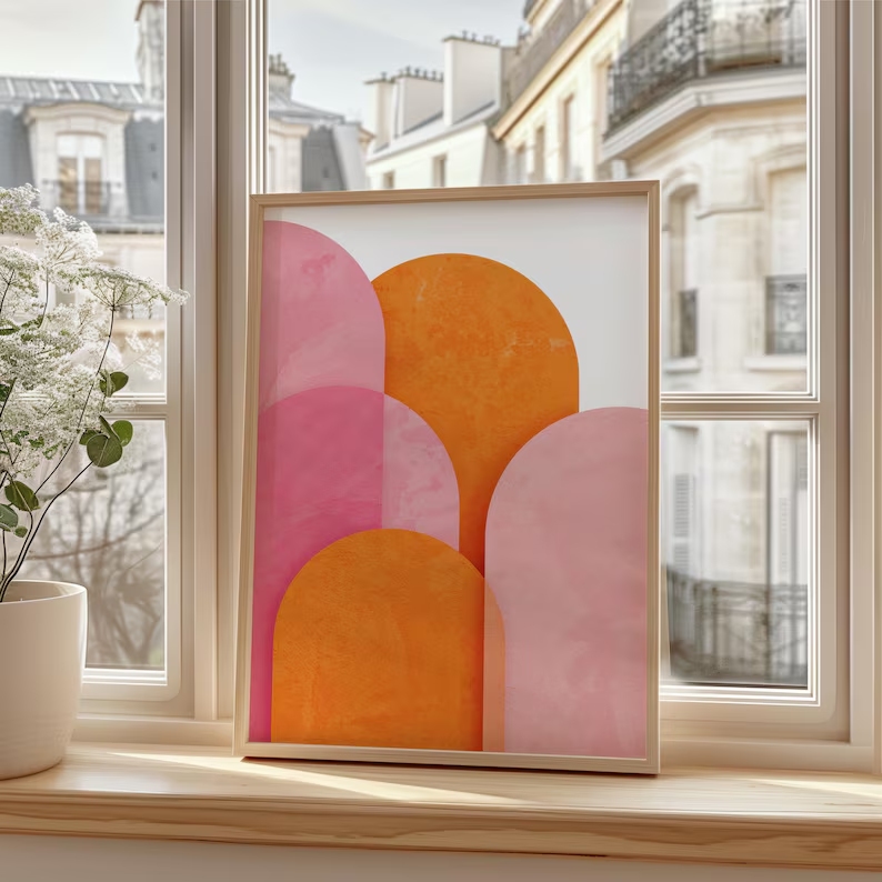 Modern Abstract Colorful Pink  - đánh giá và giá Interior Design Living Room
