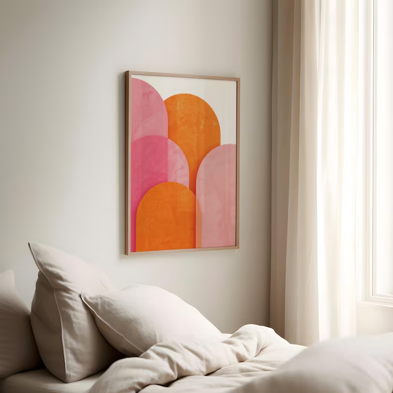 Modern Abstract Colorful Pink  - đánh giá và giá Interior Design Living Room
