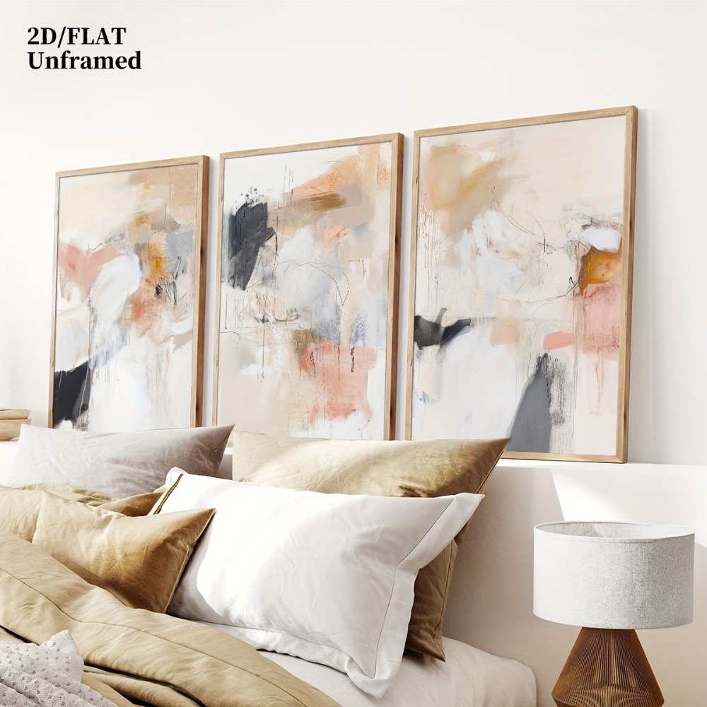 3pcs Frameless,Neutral Beige B - đánh giá và giá Abstract Canvas Set