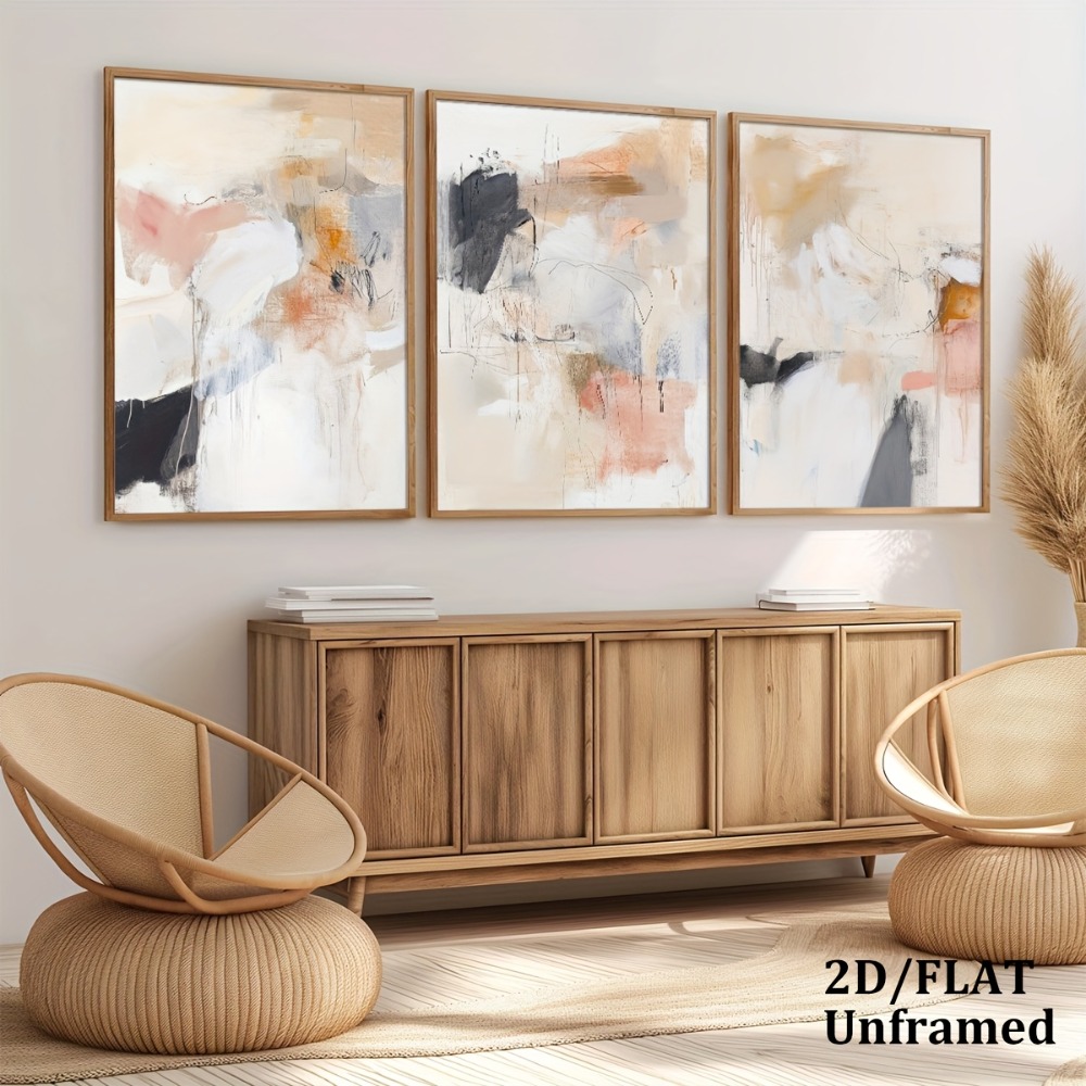 3pcs Frameless,Neutral Beige B - đánh giá và giá Abstract Canvas Set