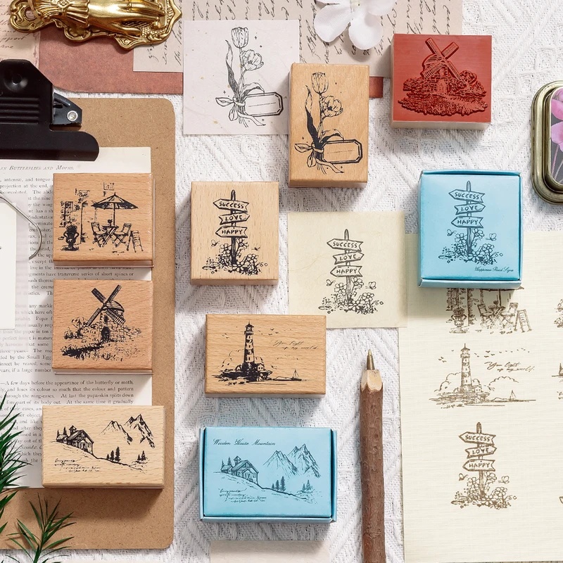 Vintage Wooden Rubber Stamps,  - đánh giá và giá Wall Sticker