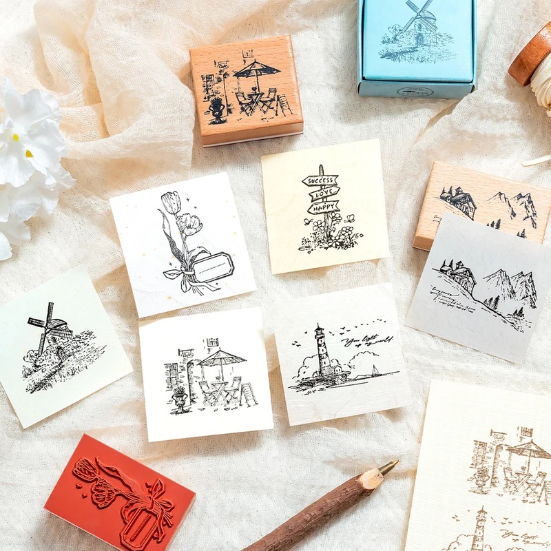 Vintage Wooden Rubber Stamps,  - đánh giá và giá Wall Sticker